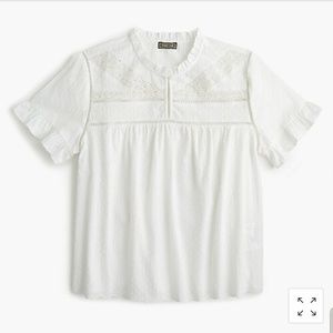 J.Crew Point Sur Ruffle-Sleeve Embroidered Top